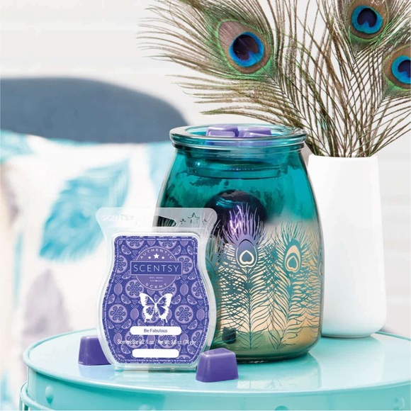Scentsy “Be Bold” Teal and Purple Peacock Wax Warmer - Picture 1 of 2